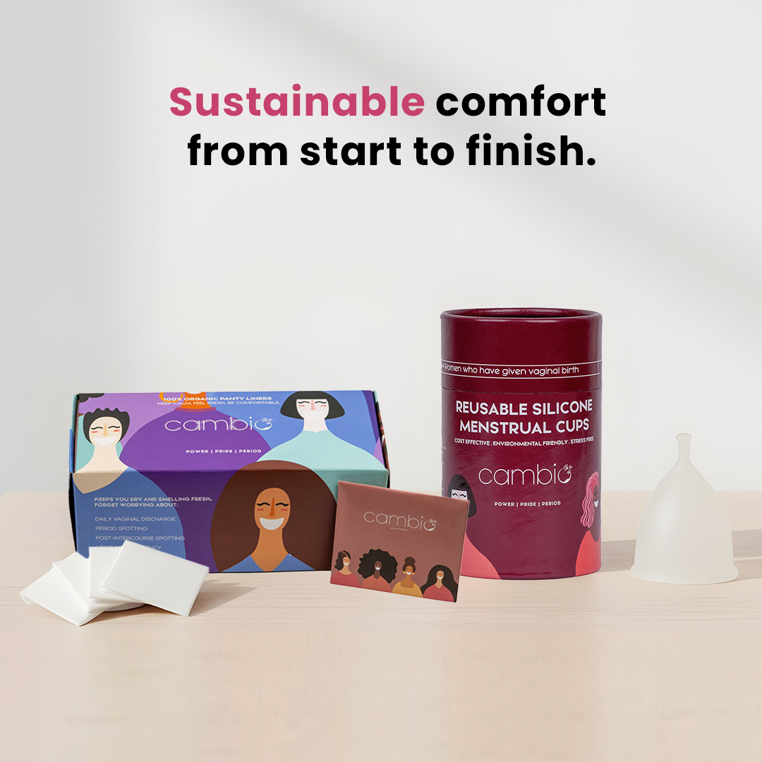Reusable Menstrual Cup & 100% Organic Cotton Panty Liner Combo