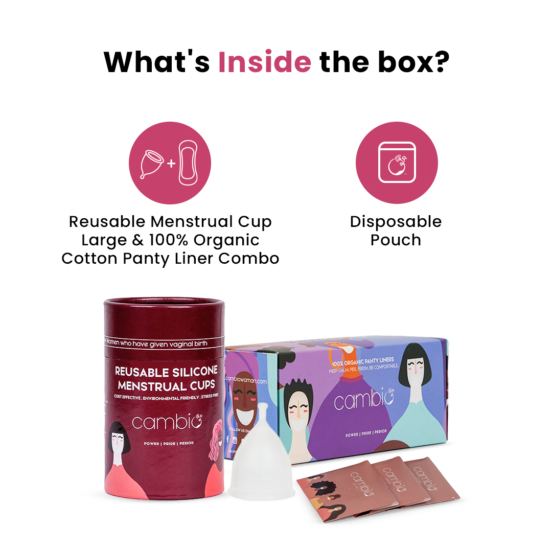 Reusable Menstrual Cup & 100% Organic Cotton Panty Liner Combo