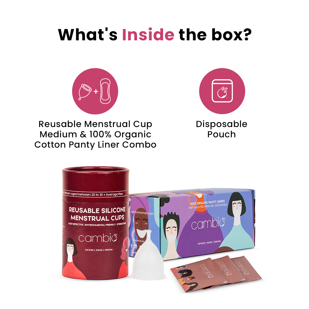 Reusable Menstrual Cup & 100% Organic Cotton Panty Liner Combo