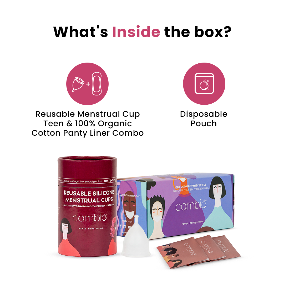 Reusable Menstrual Cup & 100% Organic Cotton Panty Liner Combo